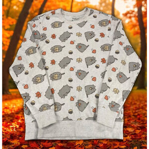 Pusheen Sweatshirt Womens Size S Exclusive 2017 Fall Leaves Mushrooms Acorn Cute